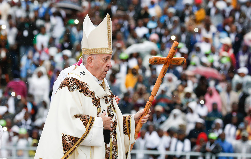 Papst Franziskus / Copyright 2019, KNA GmbH, www.kna.de, All Rights Reserved, Paul Haring Papst Franziskus während einer Messe im Stadion Zimpeto am 6. September 2019 in Maputo.